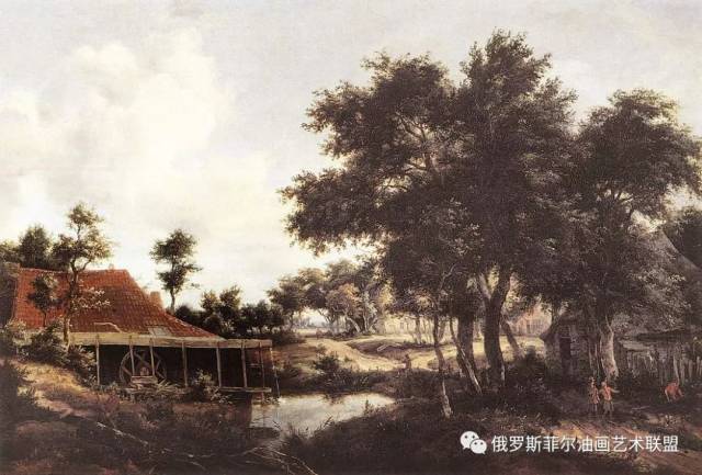 荷兰画家霍贝玛风景油画作品赏析_林间小道