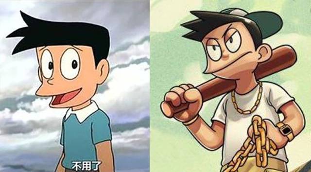 当哆啦a梦主角们变坏后,静香成了不良女孩,小夫的样子惹不得!