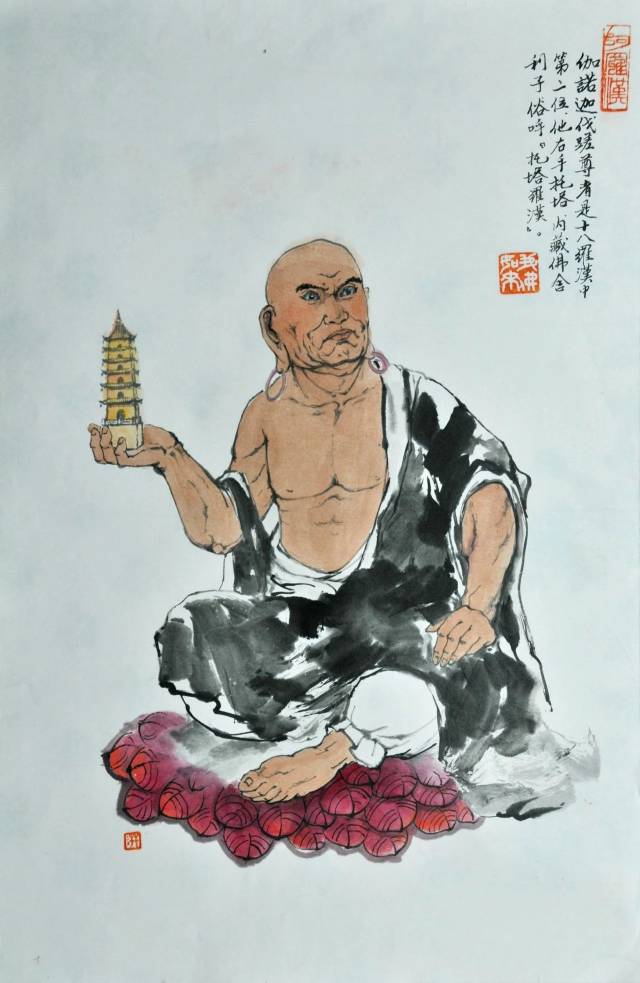 他淡泊名利潜心绘画,所画十八罗汉由程十发亲自题字