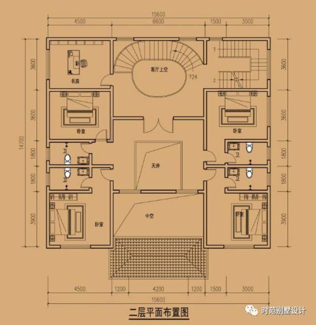 带天井的别墅户型图片图片