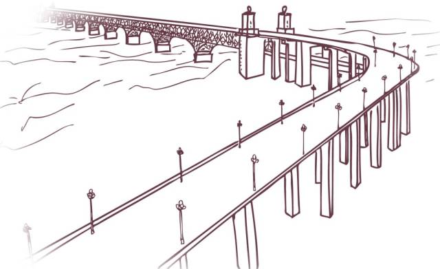 长江大桥简笔画 手绘图片
