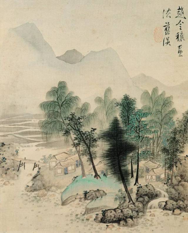 公式商品 模写 清人藍田 粛密画山水図 肉筆水墨画 掛軸 藍瑛 清朝