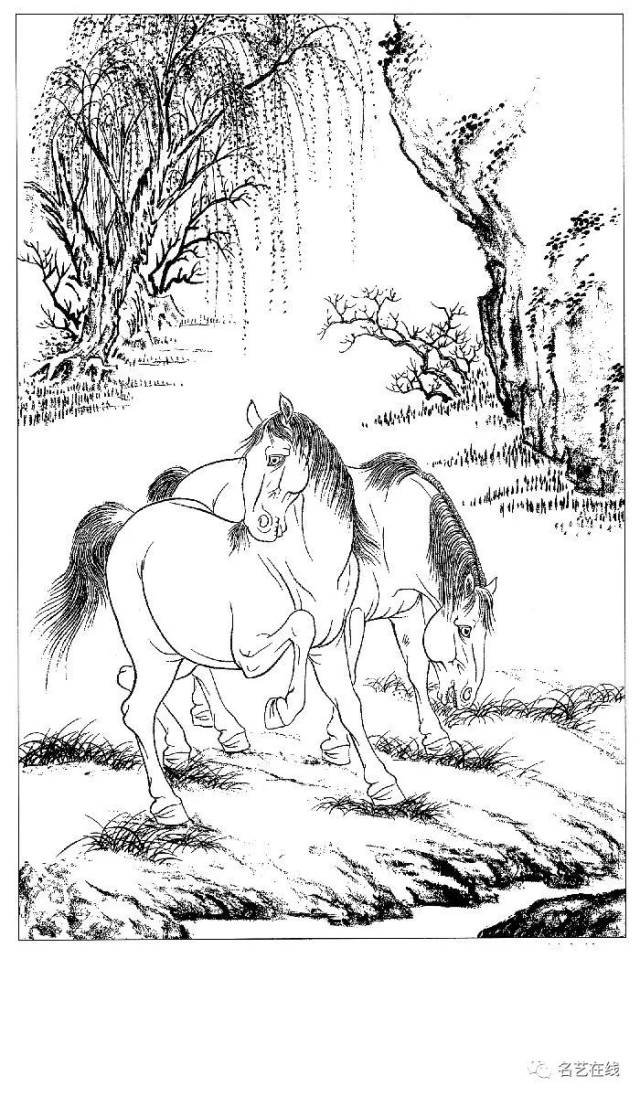 国画技法 | 工笔马的画法 (附骏马白描图70幅)