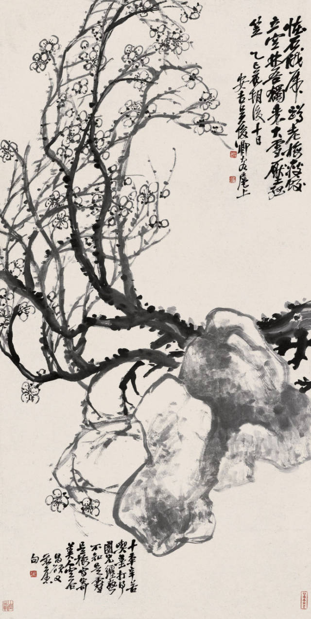 吴昌硕 乙巳(1905年)作 怪石墨梅图