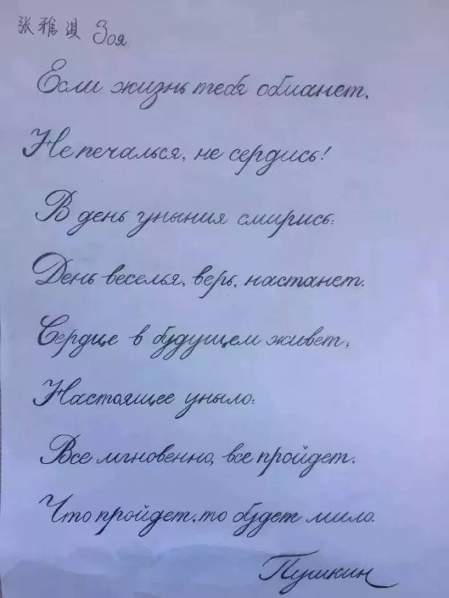俄语书法优秀作品图片