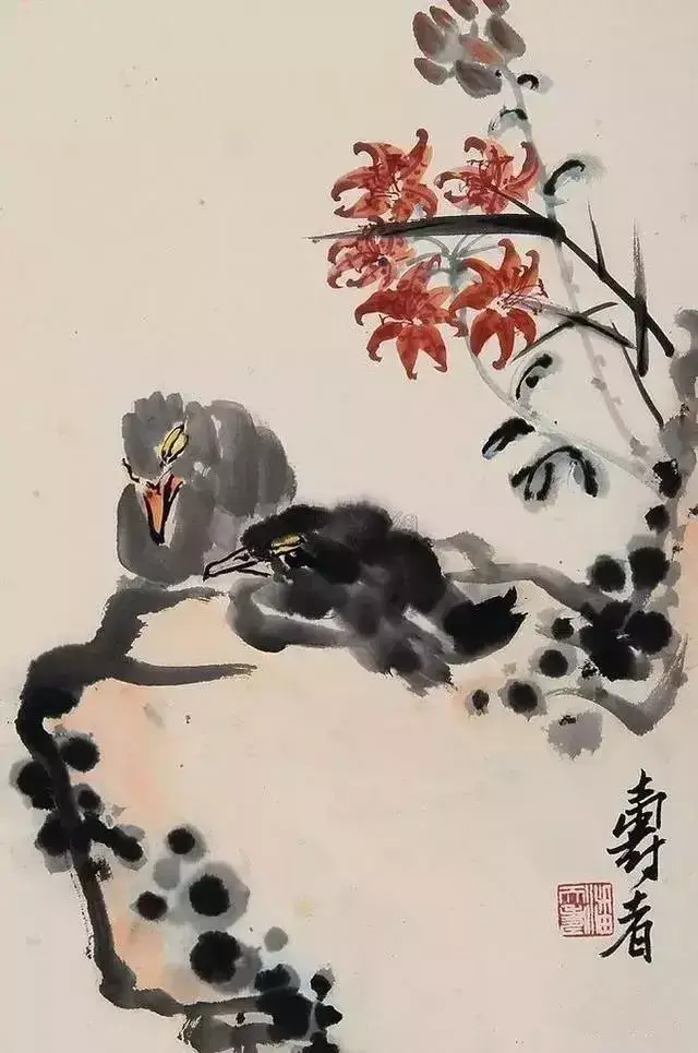 潘天寿 孤禽图