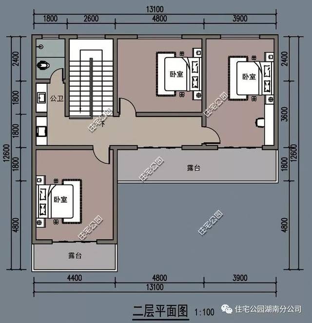 农村自建房户型,4室2厅占地仅100平可三世同堂