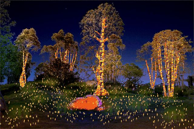灯光文化节景点:南门入口右侧树木景观 看点    灯光创意小品 新奇