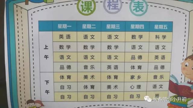 新一年级的秘密之长春市26所小学课程表大揭秘看看都有什么课