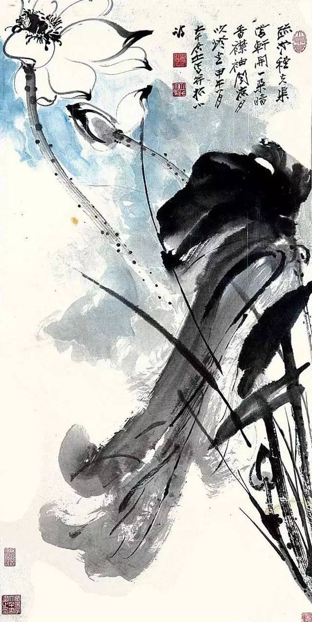 中国古美術 近代 張大千款 荷花白鷺画 水墨画 掛け軸 宣紙 唐物 花鳥画 肉筆 大千的荷花，水墨之气更胜古人！_搜狐网