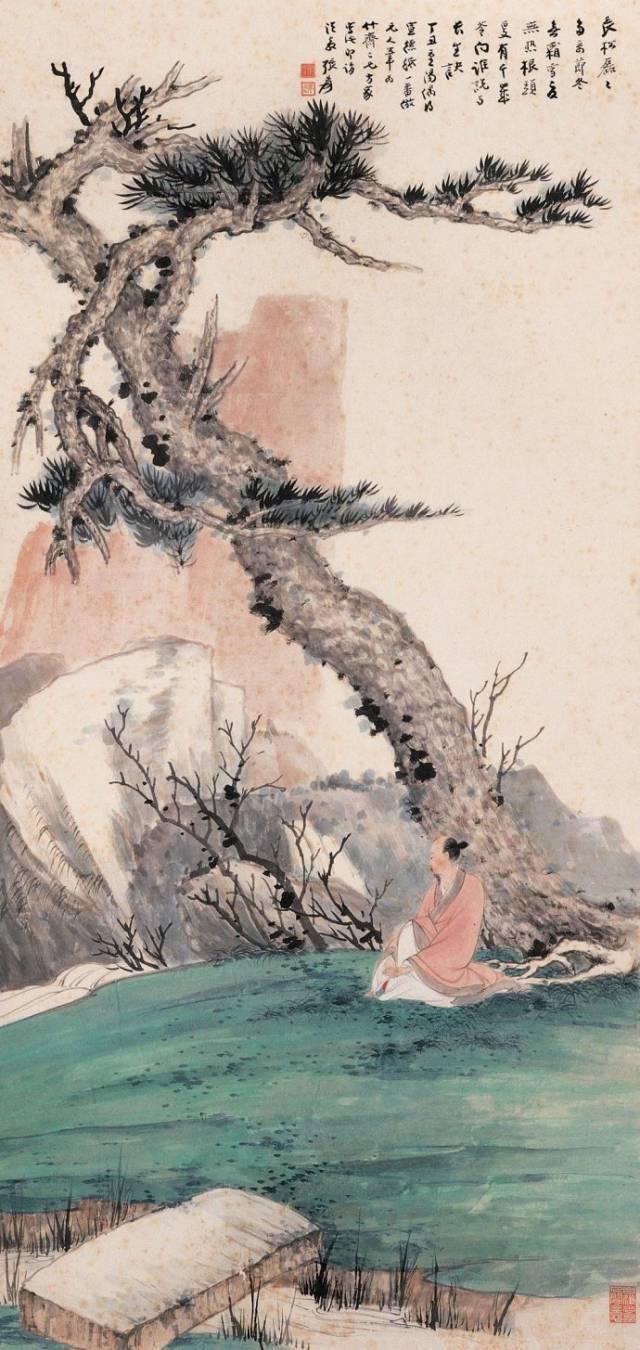 竹荫策杖——张大千人物画欣赏_搜狐网