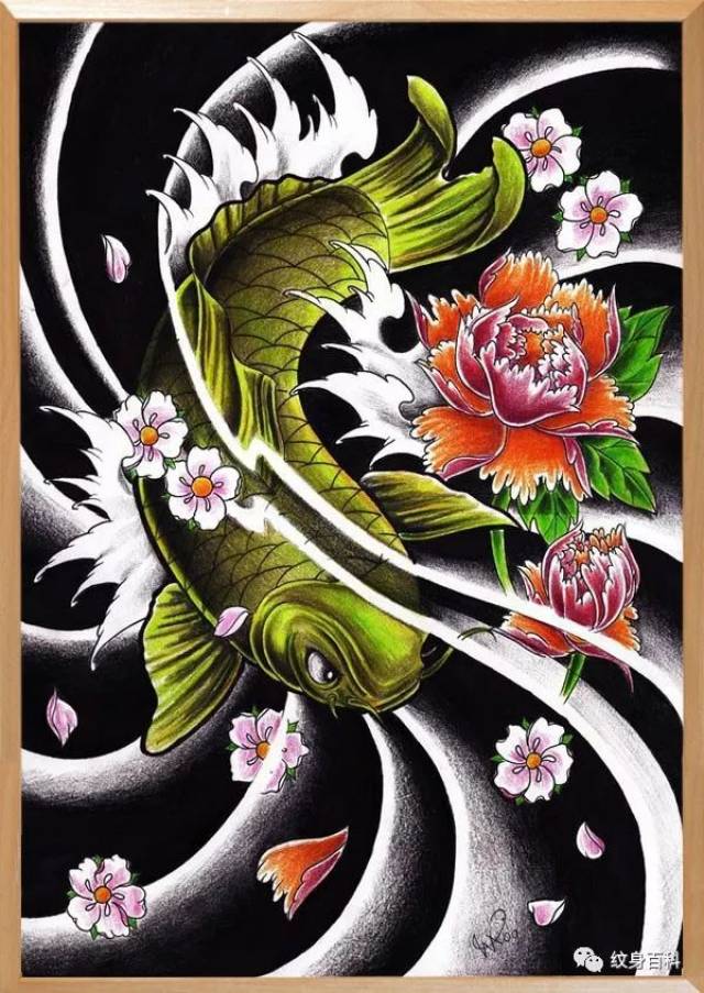 适合纹在大臂的鲤鱼手稿推荐