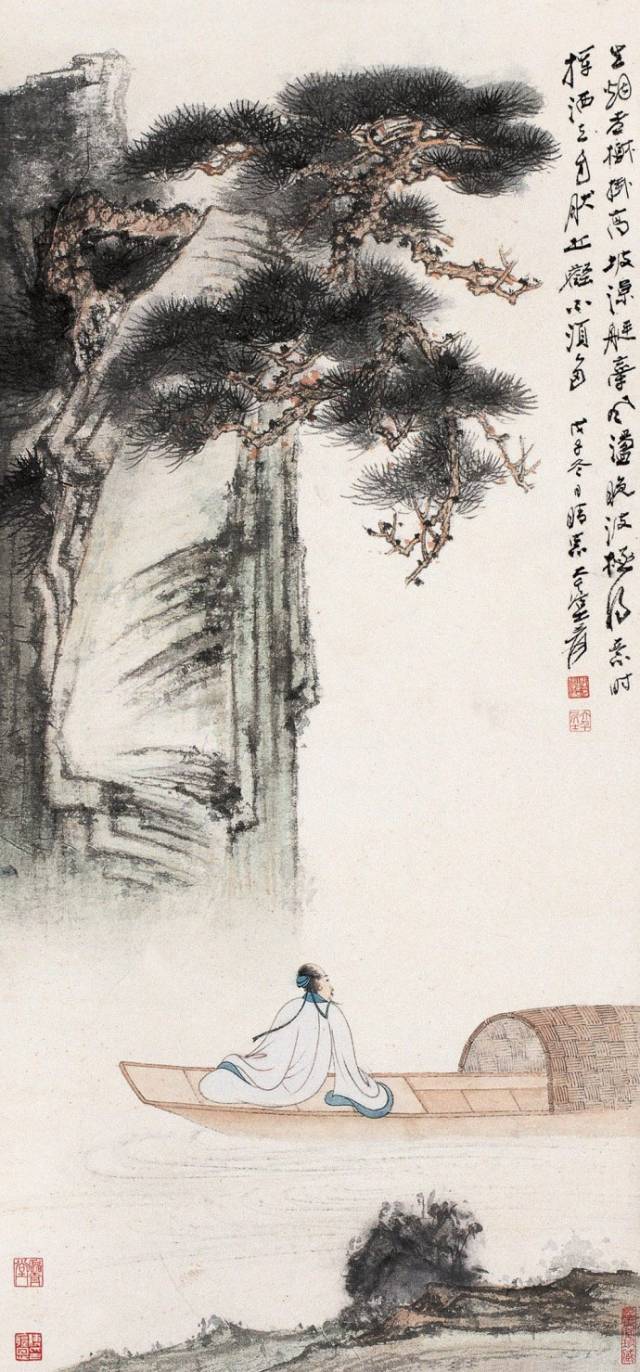 竹荫策杖——张大千人物画欣赏
