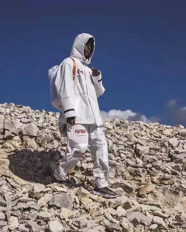 重磅联名heron preston x nasa太空宇航员白色3m反光高科技夹克冲锋衣