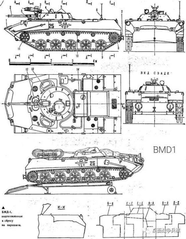 bmd-1伞兵战车多视图