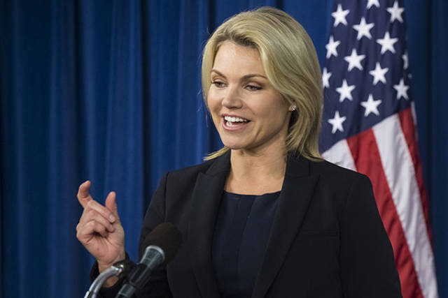他正在认真考虑提名美国国务院发言人希瑟·诺尔特(heather nauert)