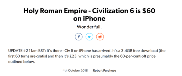 NS版《文明6》将不包含在线多人联网功能