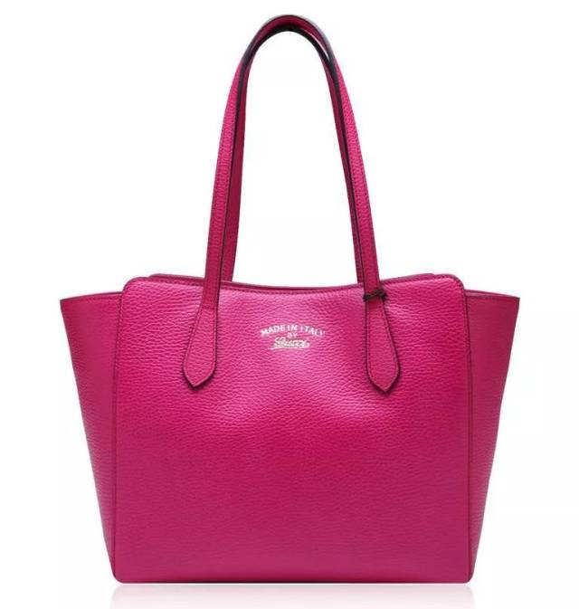 gucci古琦深玫红色牛皮材质