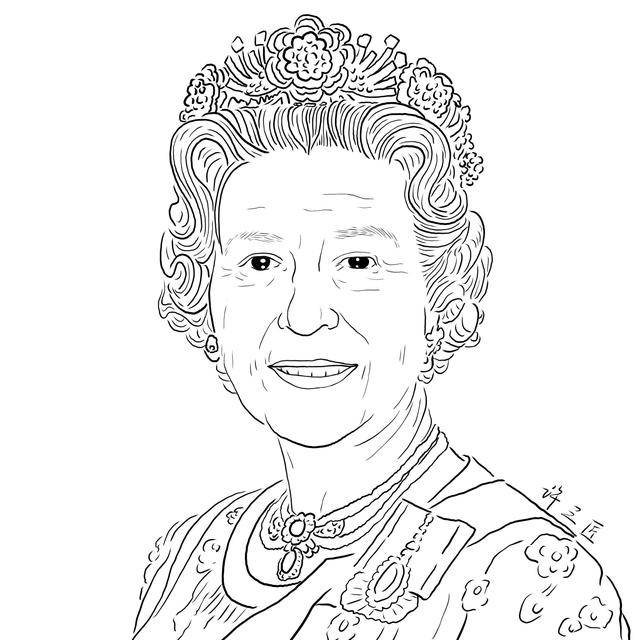 英国女王简笔画漫画图片