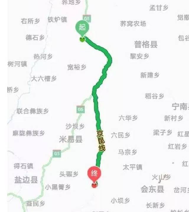 会理高速公路经过详图图片