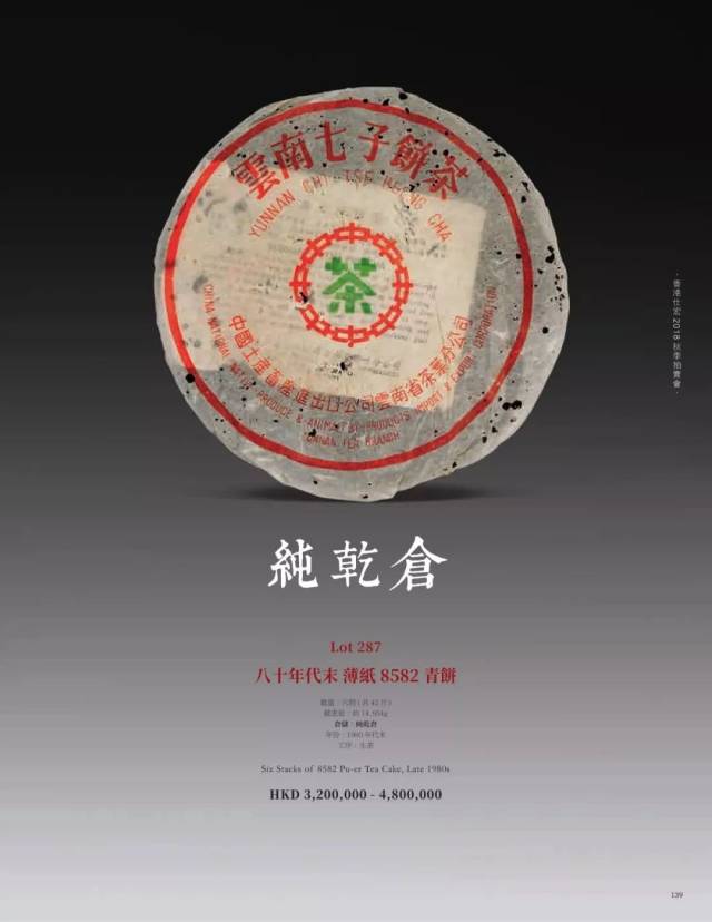 投資藝術 | 【香港仕宏 秋拍圖錄】足吾所好 - 古董級普洱茶及佳茗