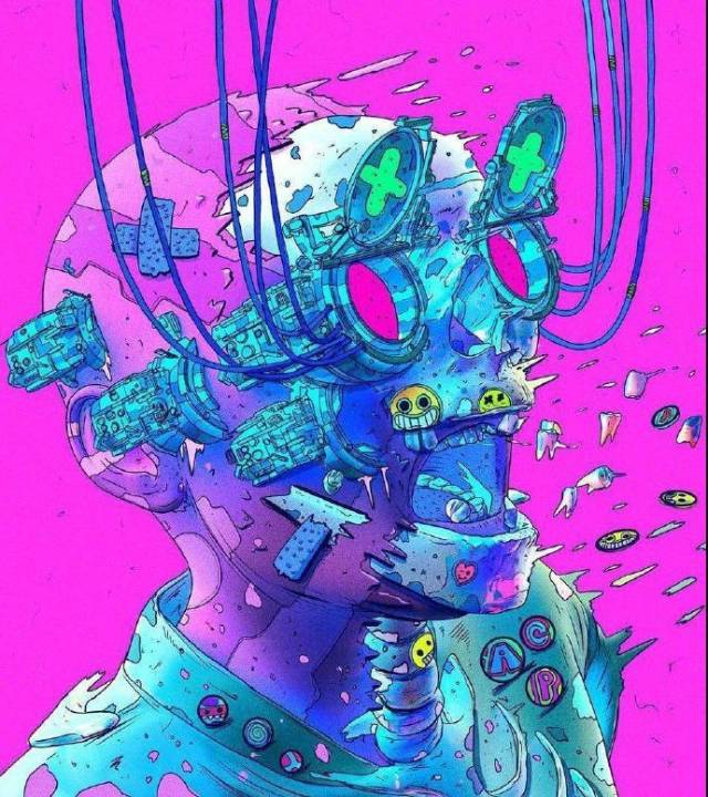 插画师 nick giassullo一组充满科技感的朋克插画_手机搜狐网
