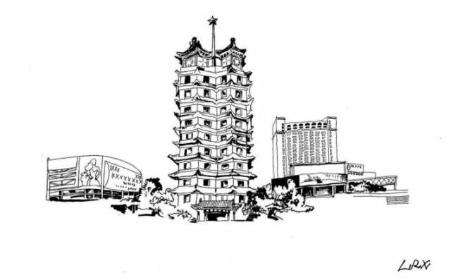 郑州大玉米楼绘画图片