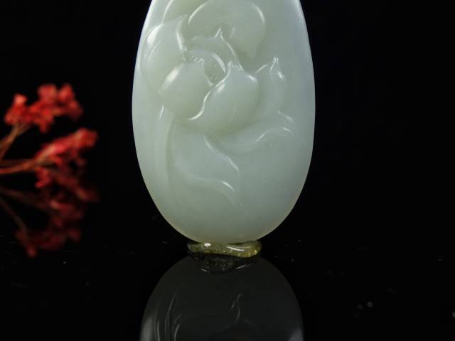 【梁飞雄玉雕工作室】新款新疆和田玉精雕莲花荷花吊坠项链挂件饰品