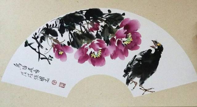 青岛市即墨区美术家协会会员 烟台现代画院画家 张国志扇面 ,尺寸:66x