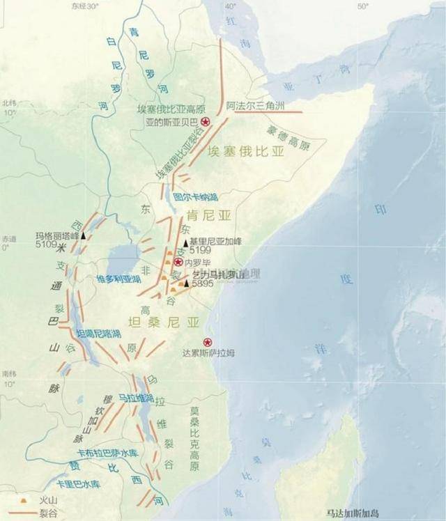 东非大裂谷范围地图图片