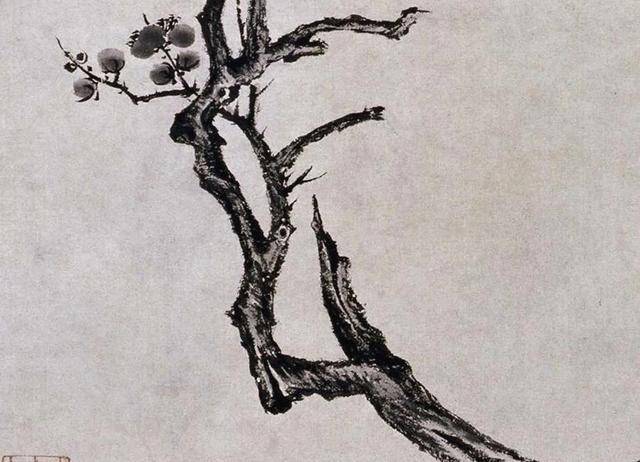 明，唐寅《墨梅图》（北京故宫博物院藏）_搜狐网