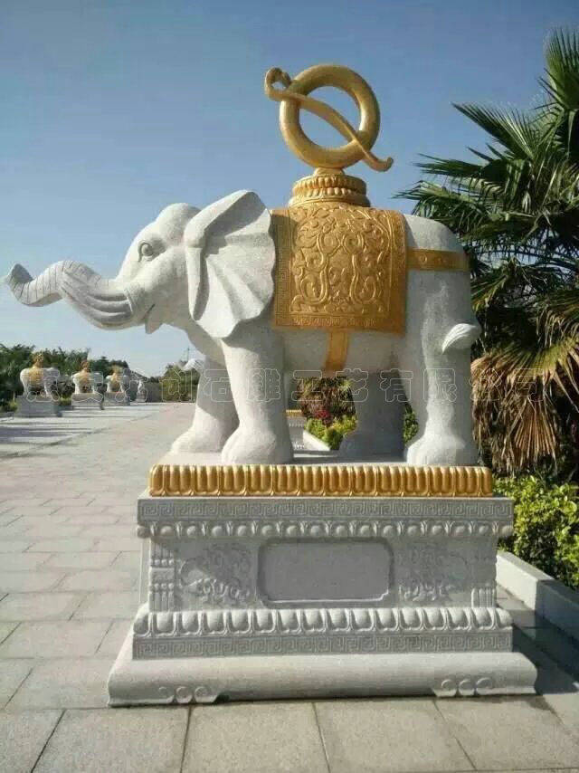 石雕大象--吉祥如意寓意之象驮如意宝轮