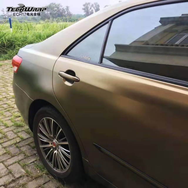 丰田汽车改色美国秃鹰teckwrapech17电光金棕