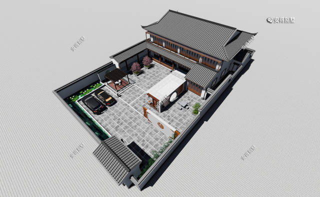 一棟雅緻迷人的合院別墅中式古風庭院建築備受廣大自建房者喜愛