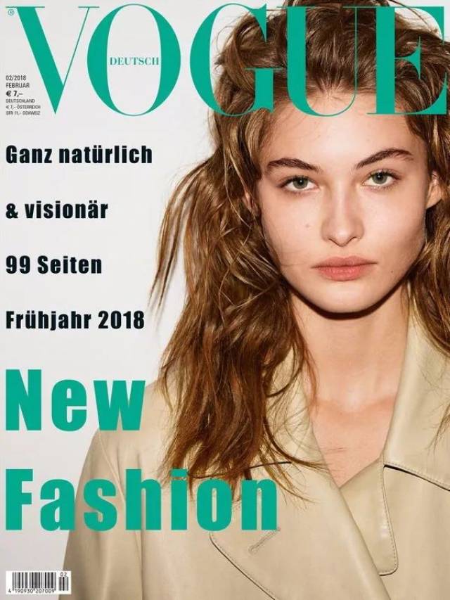 今年她还拿下了7张vogue封面,成为2018年vogue封面第二多的模特.