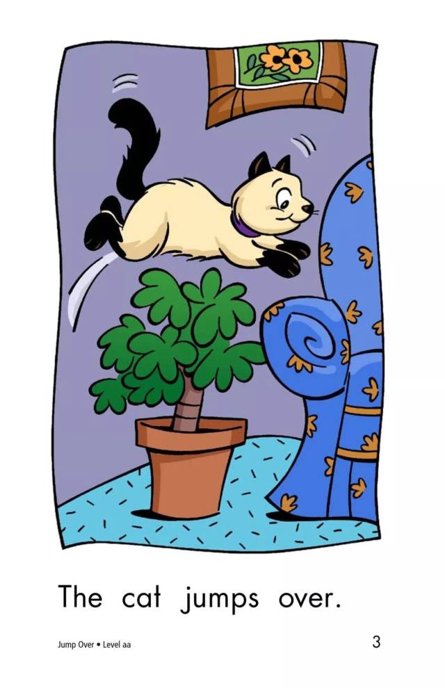 the cat jumps over. 猫跳起来了.