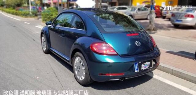 大众甲壳虫车身改色贴膜英国皇家绿