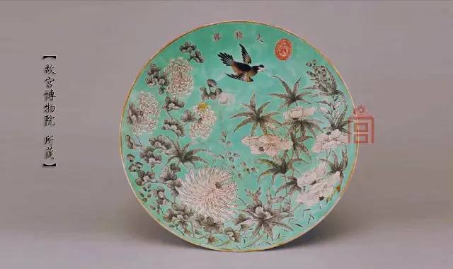 中国古美術/清時代大雅斋緑釉花鳥花卉文筆入【永慶長春】在銘