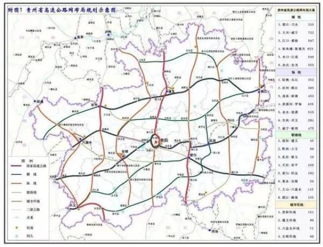 到2030年,会新增32条高速公路: 黔中路网的高速公路3条(里程293