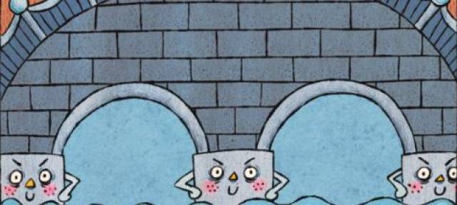 拱形桥洞上的一块有些弧形的石板不服气地说:"我们组成拱形的弧形石板