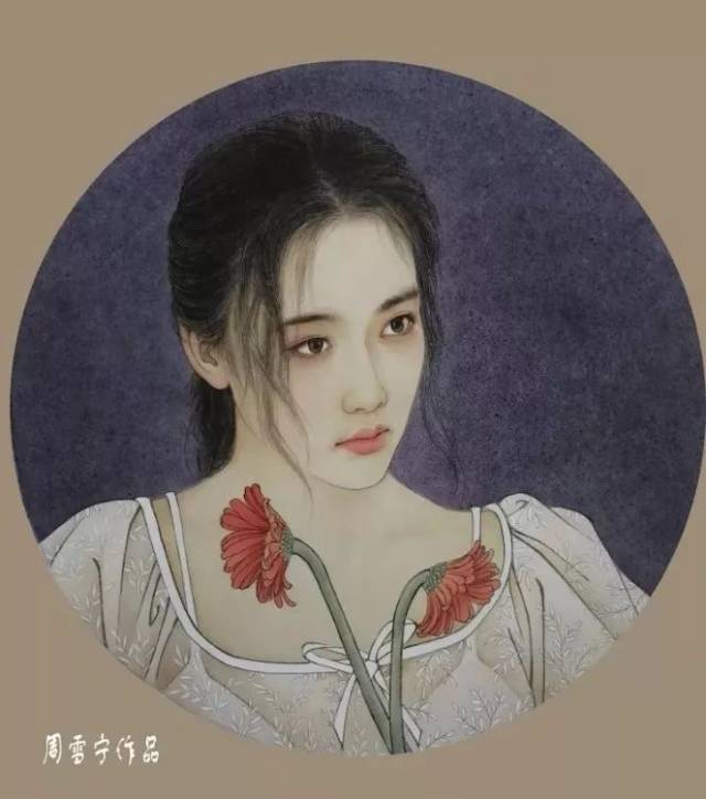 周雪宁工笔人物画,工笔人物画家,采苹工笔人物_文秘苑图库