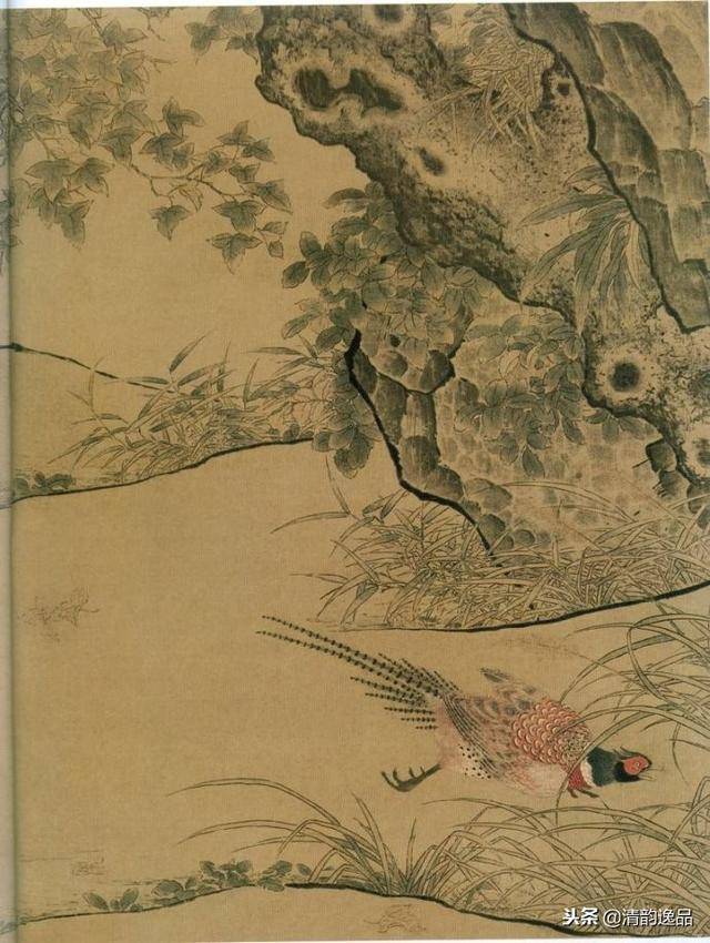 南宋李迪枫鹰雉鸡图高清大图细部欣赏