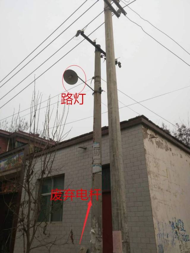 杞县高阳镇张洼村线路整改好后老电线杆没有清理移除