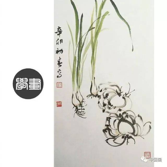 国画入门教程:百合,大蒜的画法讲解!