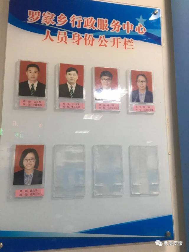 行政服务中心前台受理区人员公示牌