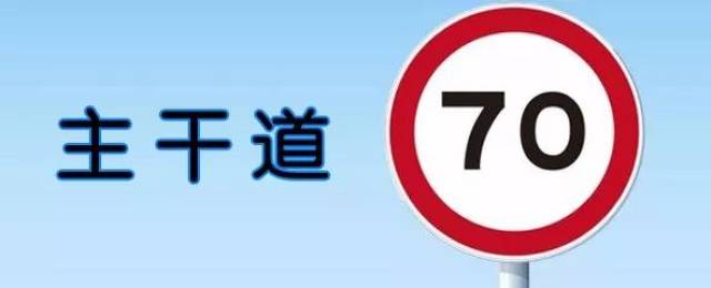 雙向6車道及以上的城市主幹道 最高限速值不超過70km/h.