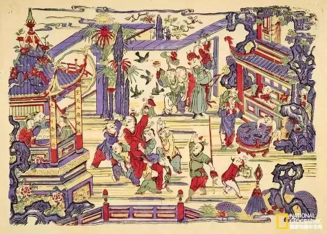 中国版画　古板木原版(両面)　木版年画　手刷り古版画民藝 东方古艺之花：中国五大木板年画之——苏州桃花坞年画_画面