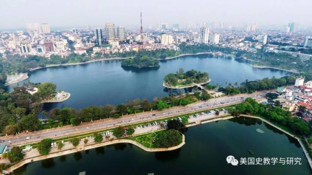 北越河内市中心的竹帛湖今貌