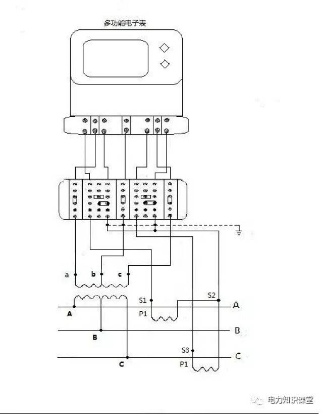 高壓計量箱電壓互感器做v/v形接線接線圖(二次三電流樁頭回線共用)