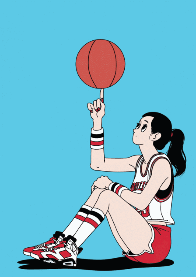 她变成一个篮球女孩之后 身上的篮球元素变多了